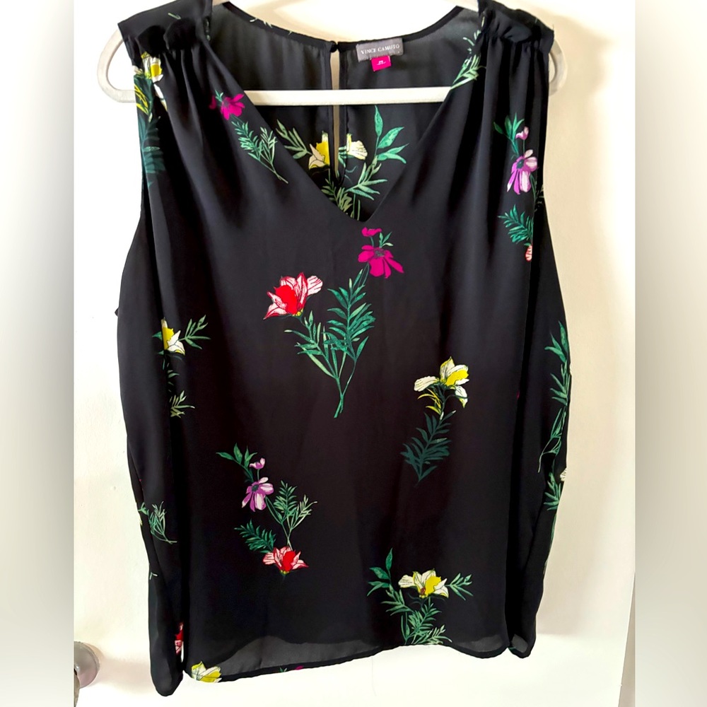Vince Camuto Black Multicolor Floral Blouse